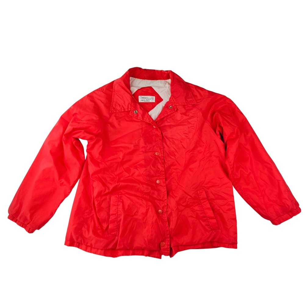 Vintage 90s Current Seen Red Coaches Jacket Nylon Snap Front Russia 50681 L